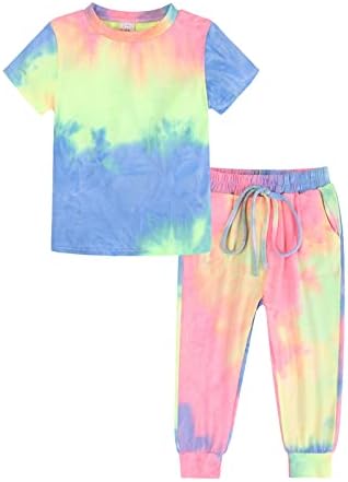 Kids Casual Tie Dye Sweatshirt and Camouflage Pants Set 2Pcs