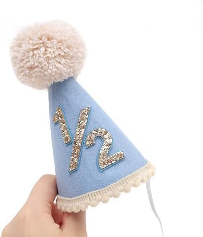 Six Months Half Birthday Cone Hat for Babies