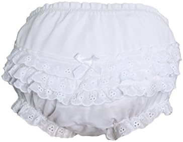Little Things Mean A Lot Baby Girls White Elastic Bloomer Diaper Cover