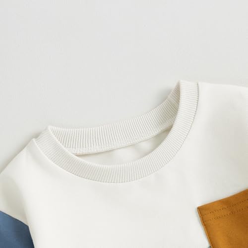 Kupretty Toddler Boy Winter Color Block Sweatshirt Set