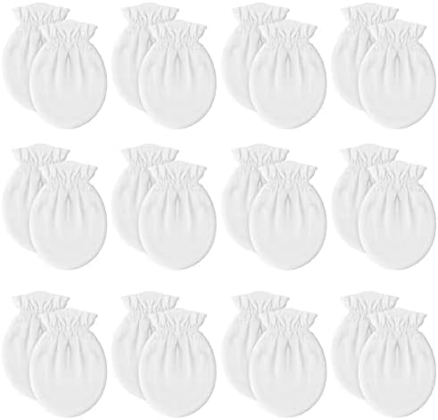 12-Pair 100 Cotton No Scratching Mitten Set for Babies