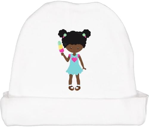 Inktastic Girl with Ice Cream Baby Beanie Hat African American Style