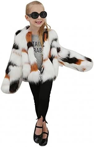 Moonker Girls Faux Fur leopard Print Winter Coat 3-8 Years
