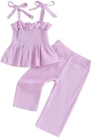 Perfect Summer Outfit for Toddlers Girls Comfortable Cami Linen Pants Set