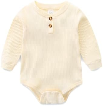 JingleBaBa Jr Super StayUnisex Baby Outfits Long Sleeve Onesie Set with Elastic Knit