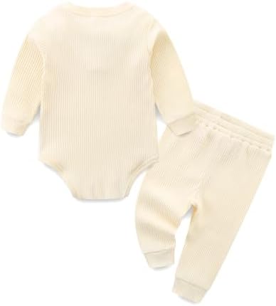 JingleBaBa Jr Super StayUnisex Baby Outfits Long Sleeve Onesie Set with Elastic Knit