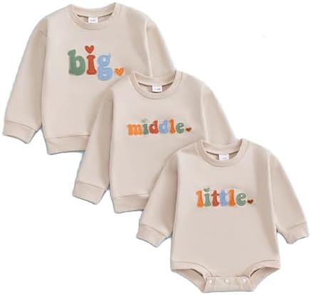 Big Middle Little Sibling Romper Set for Siblings