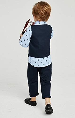Abolai Boys 4-Piece PreBundle - Set with Blue Shirt Bowtie Vest Pants