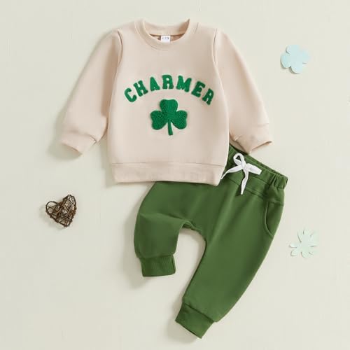 Amnnchya Toddler St Patricks Day Character Set with Shamrock Sweater Pants