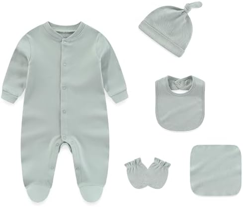 Chamie Newborn Boy Girl Clothes Set - 4 Pieces Romper Jumpsuits