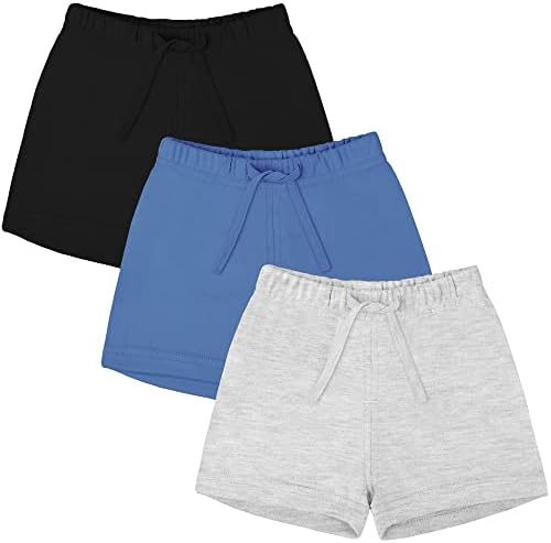 Ruisita 3-Pack Unisex Baby Toddler Cotton Shorts with Drawstring
