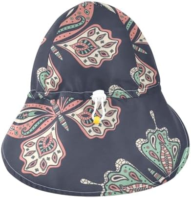 Boho Butterflies Pattern Kids Travel Sun HatUPF 50 Adjustable for Boys