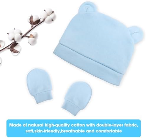 Newborn Baby Hats and Mittens Set
