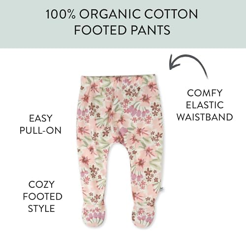 3-Pack Honest Baby Footed Pants Soft Cozy Organic Cotton
