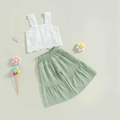 Cute comfy Baby Girl Summer Outfit Set - Crop Top Wide-Pants Combo