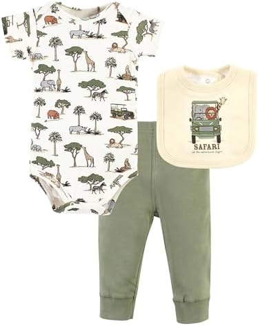Ultimate baby essential - Hudson Baby Unisex Cotton Bodysuit Pant and Bib Set