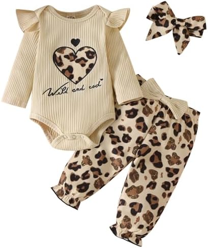 Fullfamous Baby Girls Frill Long Sleeve Romper Pant Set
