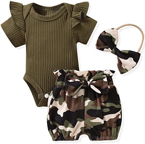 Aalizzwell Baby Girls Ribbed Bodysuit Bloomers for Summer