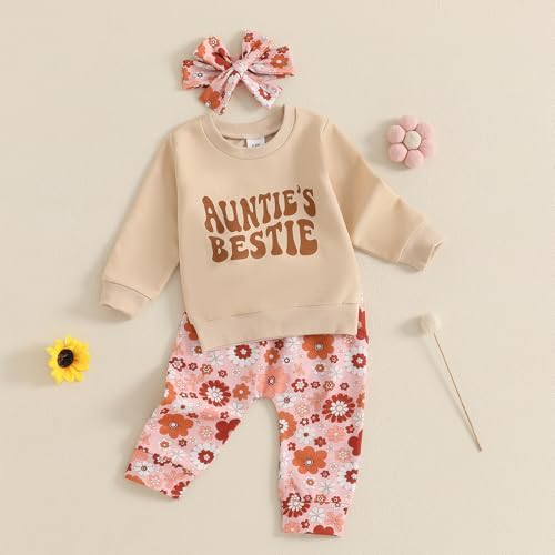 Aunties Bestie Baby Clothes 3Pcs Survivor Set for Baby Girl