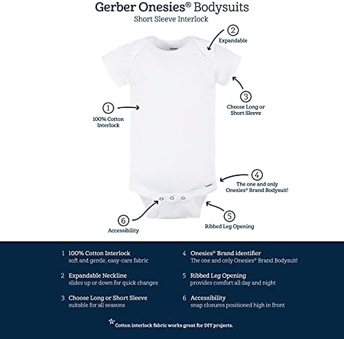 Perfect for Changing Ease Gerber Baby 5-Pack Solid Onesies Bodysuits