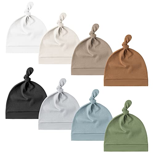 8-Piece Knot Beanie Hats for Newborns Soft Stretchy