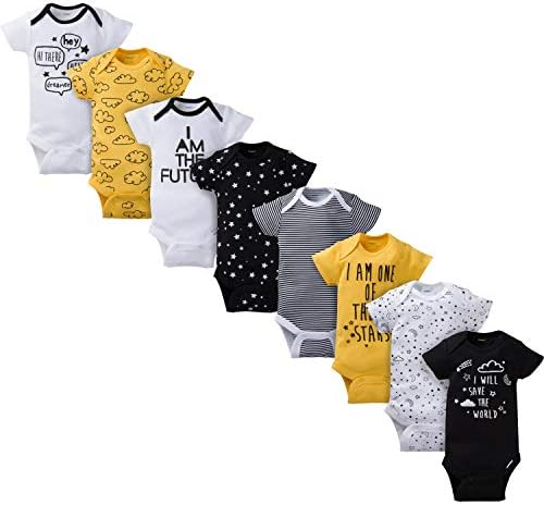 8-Pack of Gerber Baby Onesies with Soft Cotton Easy Snap Closure