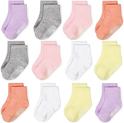 GRPSKCOS 12 Pairs Non-Slip Baby Socks for 0-7 Years
