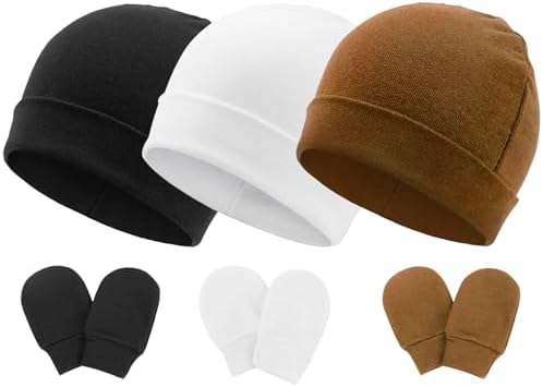DRESHOW newborn and toddler childproof Baby Hats and Mittens Set - accents