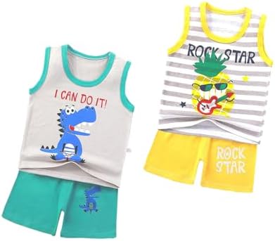 Toddler Baby Boy Summer Clothes Dinosaur Tank Tops and Shorts Set