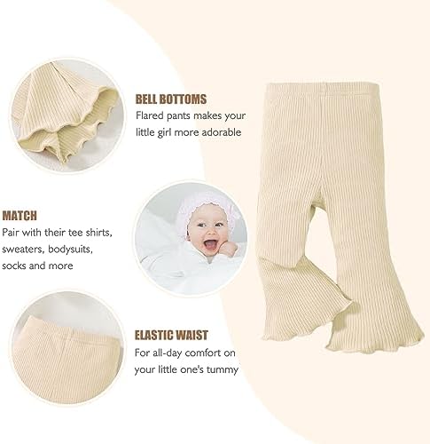 SOBOWO Baby Girl Flare Pants 3-Pack Toddler Set