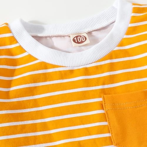 WUTYU Girls Boys Striped Raincoat for Toddlers 6-12 Months Yellow
