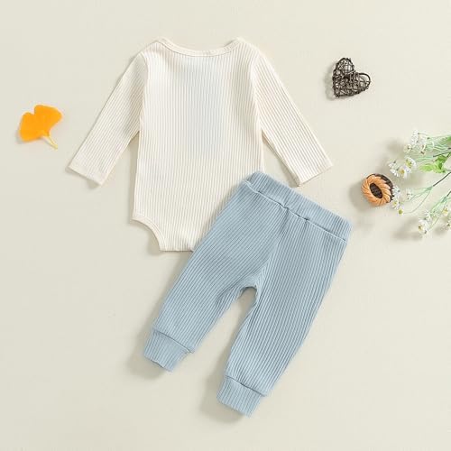 Baby Boy 3-6-12-18 Months Ribbed Knit Romper and Pants Set