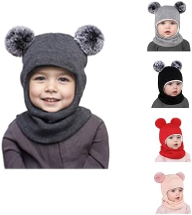 Baby Winter Double Pompom Hat Scarf Set for Toddler