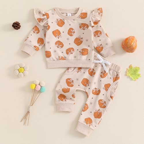 Halloween Spooky Toddler Outfit - Cute pumpkin Sweater Pants Set