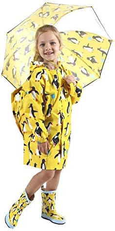 HTER Kids Cartoon Rain Poncho for Toddler Lightweight Durable Together rain Protection