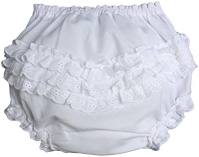 Little Things Mean A Lot Baby Girls White Elastic Bloomer Diaper Cover