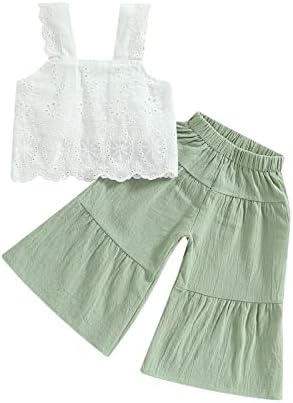 Cute comfy Baby Girl Summer Outfit Set - Crop Top Wide-Pants Combo