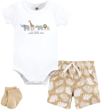 Hudson Baby Unisex Baby Bodysuit Short and Sock