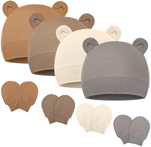 Newborn Baby Hats and Mittens Set