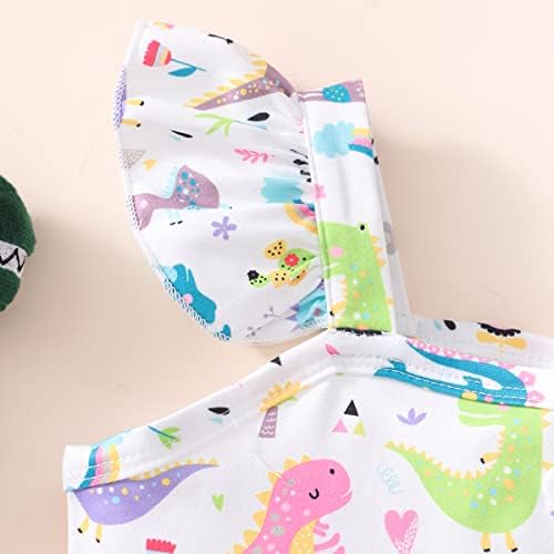 Toddler Girl Summer Ruffled Sleeve Dinosaur Outfit Set 2PCS