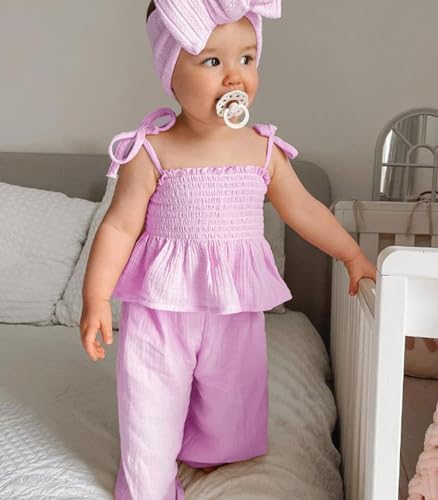 Perfect Summer Outfit for Toddlers Girls Comfortable Cami Linen Pants Set