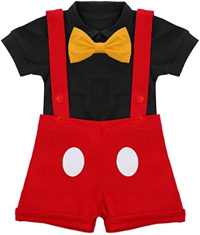 IBTOM CASTLE First Birthday Cake Smash Bowtie Romper for Baby Boys Tuxedo