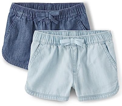 100 Cotton Chambray Pull On Shorts for Baby Girls