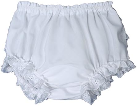 Little Things Mean A Lot Baby Girls White Elastic Bloomer Diaper Cover