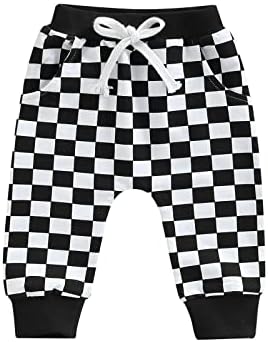 Thilsidee Toddler Baby Checkered Plaid Elastic Pants