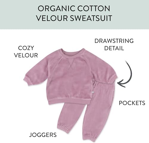 HonestBaby Velour Pullover Zip Front Sweatshirt Jogger Sweatpants Set