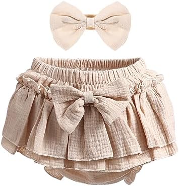 Newborn Girl Cotton Skirt Set with Built-in Shorts