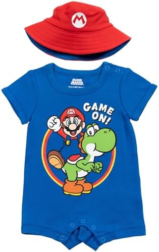 Super Mario Mario Yoshi Baby Romper and Bucket Sun Hat
