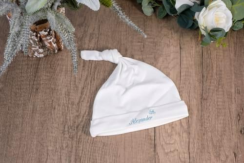 Personalized Embroidered Baby Hat with Name in White