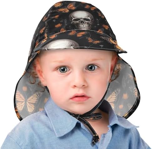 J JOYSAY Skull Butterflies Black Toddler Hat UPF 50